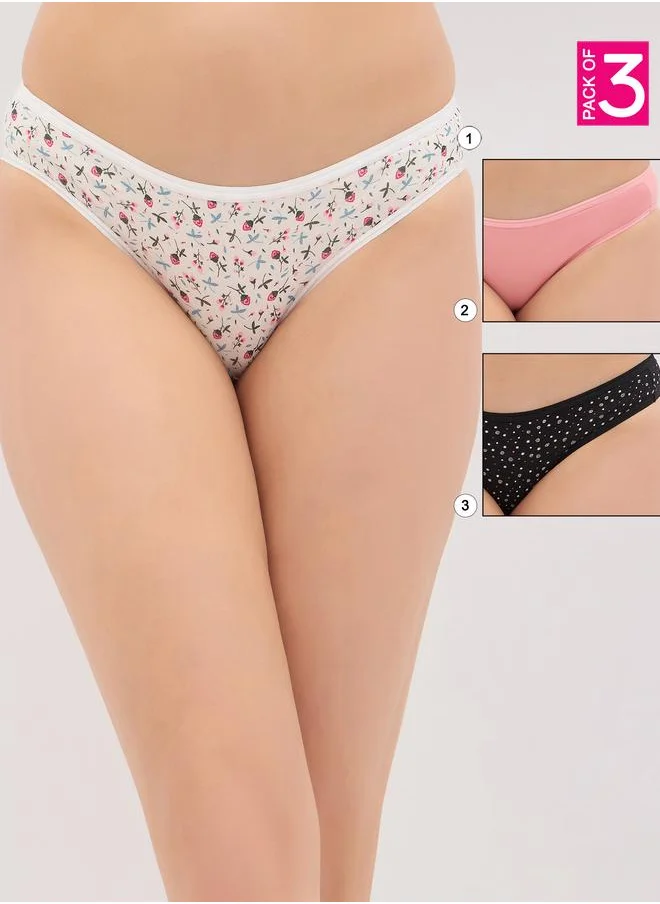 Clovia Clovia Pack of 3 - Low Rise Bikini Briefs
