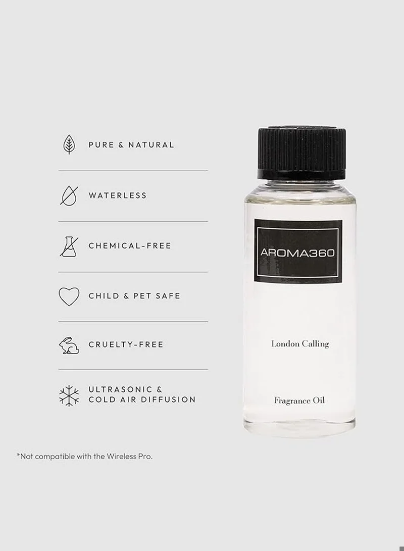 AROMA360 London Calling Fragrance Oil Blend - Hotel Inspired for Luxury Essential Oil Diffusers - Aromatherapy Scent Diffuser Oil - White Tea, Cedarwood, and Soku Lime