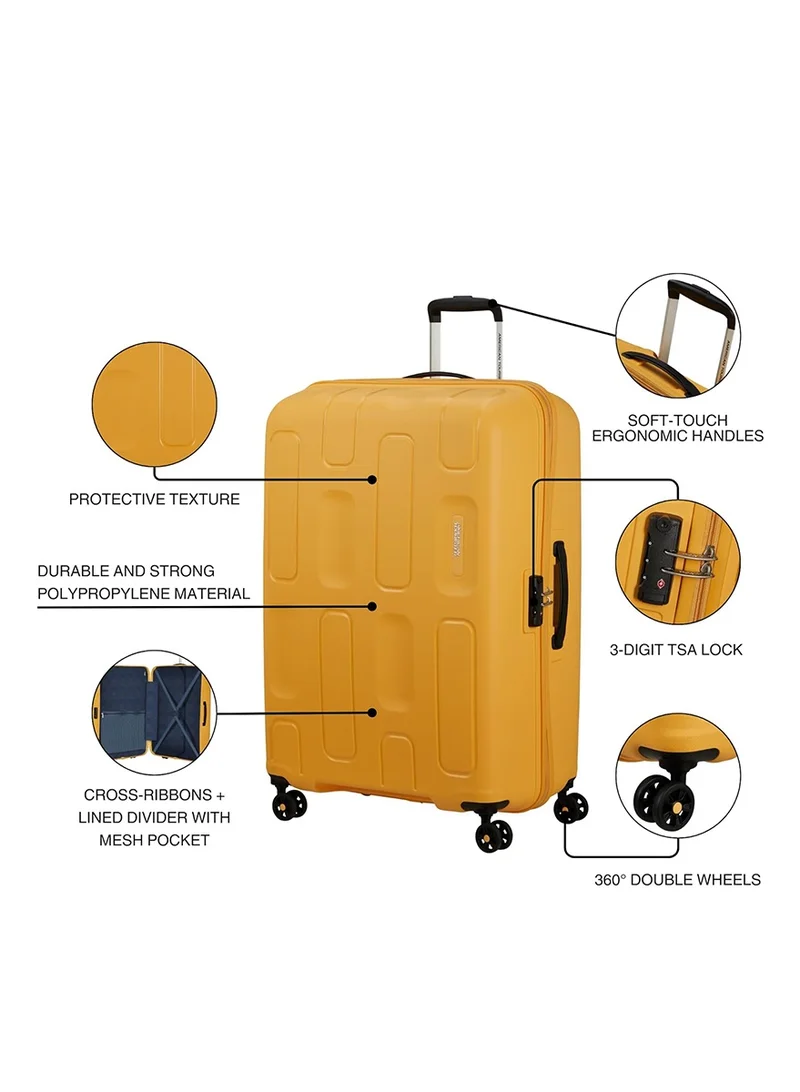 AMERICAN TOURISTER  Ellipso Suitcase, Set of 3, Cabin, Medium & Large (55 + 68 + 79 cm), 4 Spinner Wheels, Hard Top, Polypropylene, Apricot Blush|Lightweight|Scratch Resistant Texture|Shoe & Laundry Bag|TSA Lock - 3 Years Global Warranty  | Best Price UAE