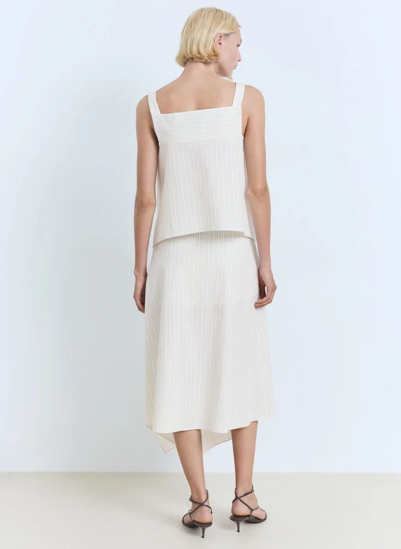 MANGO Striped Asymmetric Skirt