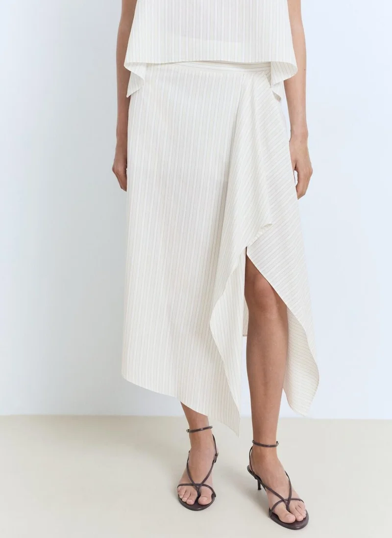 MANGO Striped Asymmetric Skirt