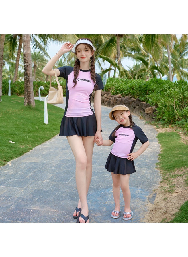 Loquat Parent-child Swimsuit Summer Split Skirt Sports Style Younger Women's Swimsuit Girls Vacation Mother And Daughter Swimsuit -Color:Women's- - Image 5