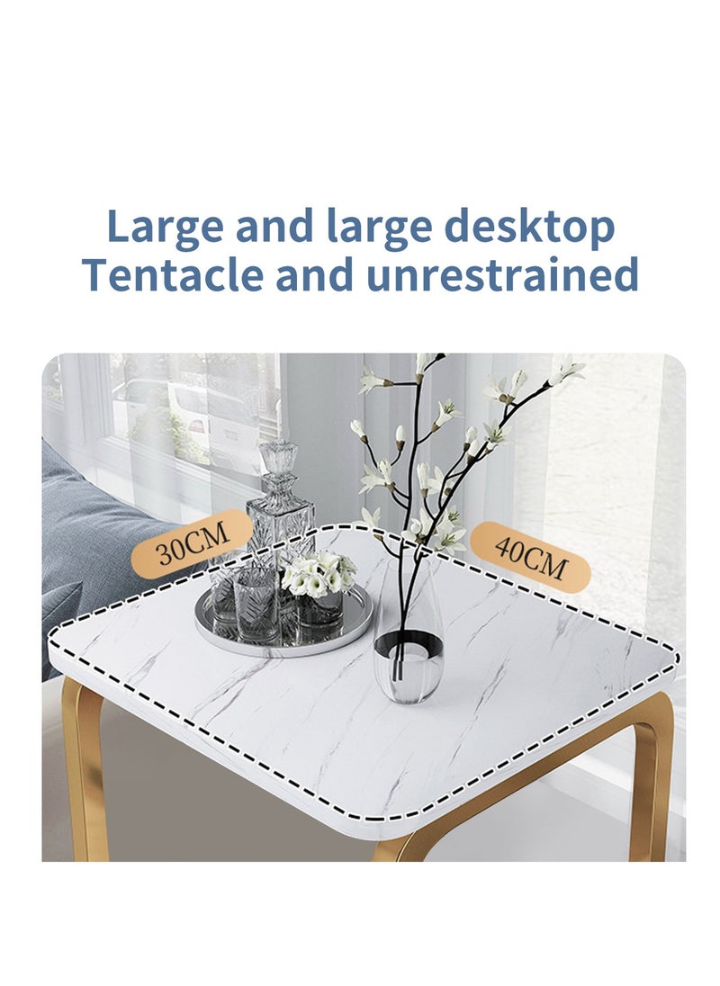 Oasis - Coffee Table Sofa Side Table Bedside Table with Storage Basket  Suitable for Living Room Bedroom Office Balcony  White  Easy to Assemble 2 Layers - Image 1