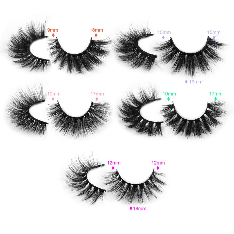 Pawotence False Eyelashes Wispy 18 mm Natural 3D Faux Mink Lashes Pack 10 Pairs 10 Styles Mixed Soft Reusable Fake Eyelashes Bulk with Glitter Portable Boxes - Image 4