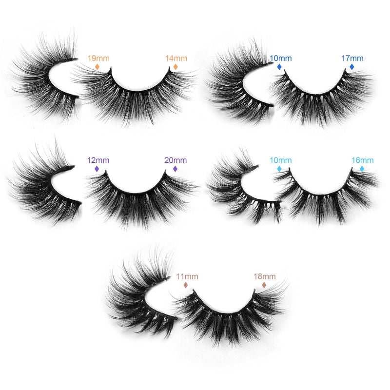 Pawotence False Eyelashes Wispy 18 mm Natural 3D Faux Mink Lashes Pack 10 Pairs 10 Styles Mixed Soft Reusable Fake Eyelashes Bulk with Glitter Portable Boxes - Image 3