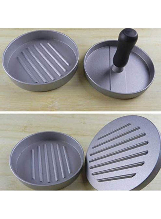 NIBEMINENT Cookware Hamburger Patties Maker Aluminum Die Casting Single Burger Press Meat Cooking Pressers silver - Image 1