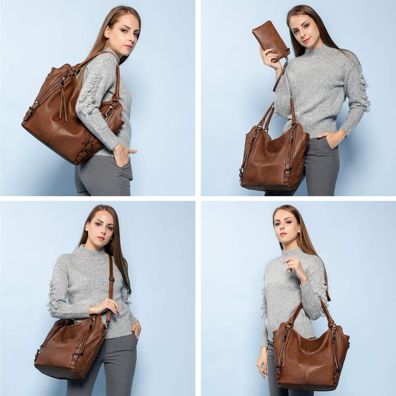 Realer Tote Bag for Women PU Leather Shoulder Bags Fashion Hobo Bags Large Purse and Handbags with Adjustable Shoulder Strap - Image 2