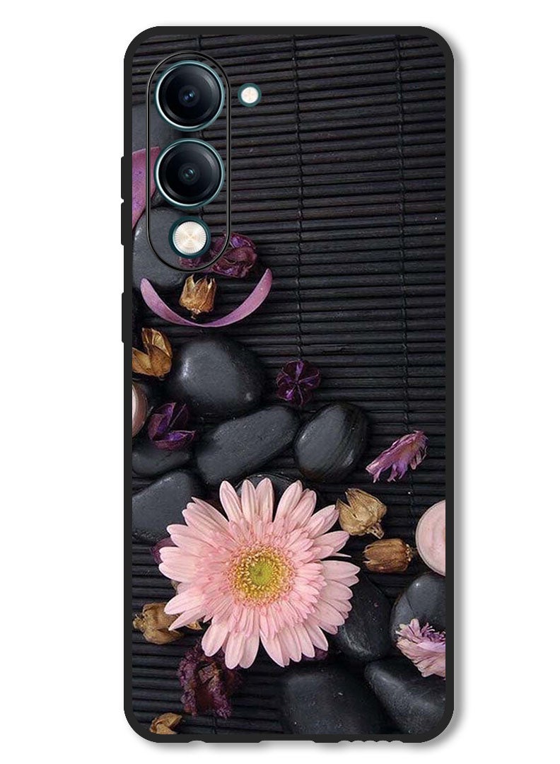 Theodor Case Compatible with Vivo Y29s Protection Shockproof Bumper Cover Flowers & Stones - Image 1