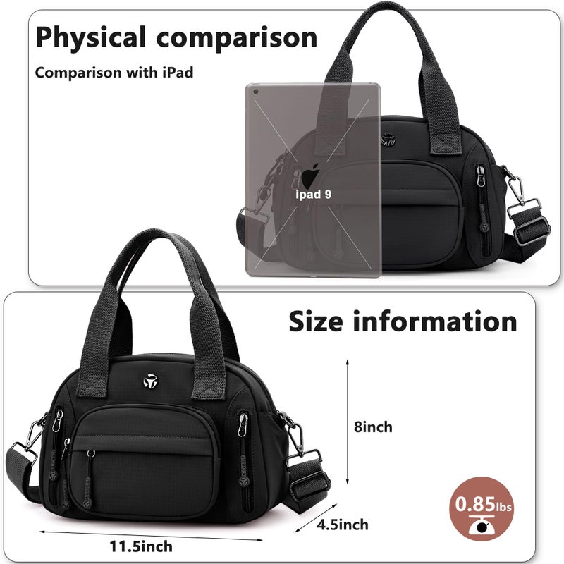 Wytidian Nylon Shoulder Bag for Women, Roomy Multiple Pockets Crossbody Bags Casual Ladies Handbag for Travel Work Daily (A-Black) - Image 5