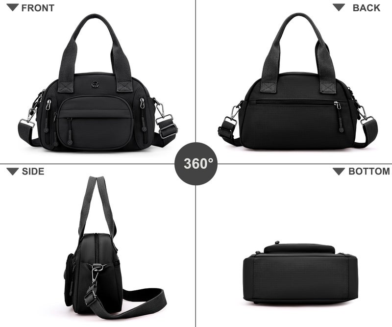 Wytidian Nylon Shoulder Bag for Women, Roomy Multiple Pockets Crossbody Bags Casual Ladies Handbag for Travel Work Daily (A-Black) - Image 4