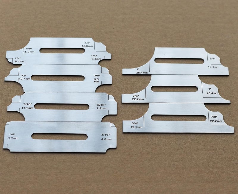RIVERWELD 7piece Fillet Weld Set Gage Rl Gauge Depth Gauges Welding Inspection Test Ulnar Metric & Inch MG-11 with Markings on Both Sides Checking Fillet Leg and Throat Size - Image 3