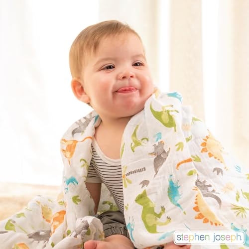 Stephen Joseph, Muslin Swaddle Blanket for Baby Girls and Boys, Newborn Receiving Swaddling, 100% Cotton Wrap, 47 x inches, Space - Image 5
