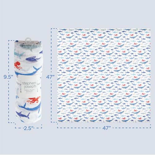 Stephen Joseph, Muslin Swaddle Blanket for Baby Girls and Boys, Newborn Receiving Swaddling, 100% Cotton Wrap, 47 x inches, Space - Image 3