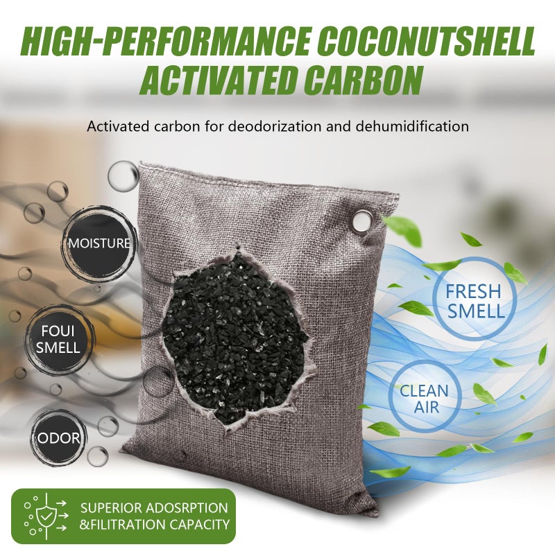 Activated Charcoal Odor Absorber, Odor Eliminator for Strong Odor,Coconut Shell Charcoal Air Purifying Bags for Home Car Closet Pet, Smoke Room Deodorizer - Image 3