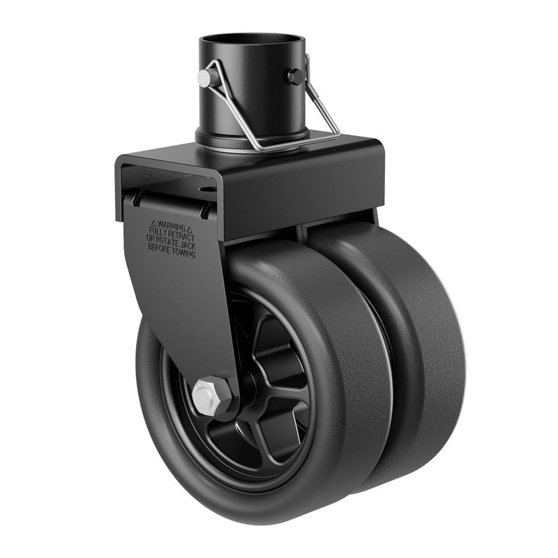 TOWKING 2,500lbs Dual 6" Trailer Jack Swivel Caster with Upgraded Spoked Wheels and Reinforced Bracket, Black - Image 1