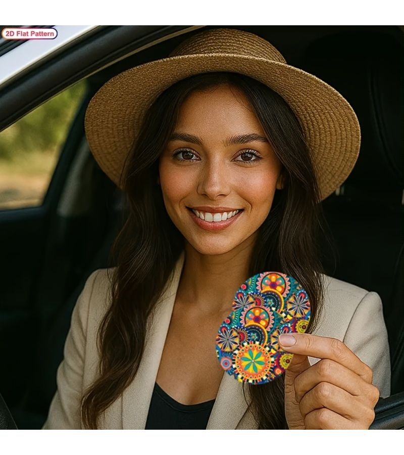 Mandala Pattern Heat Resistant Car Coasters Model CD108 Scratch Proof Ethnic Decor 2pcs - Image 2