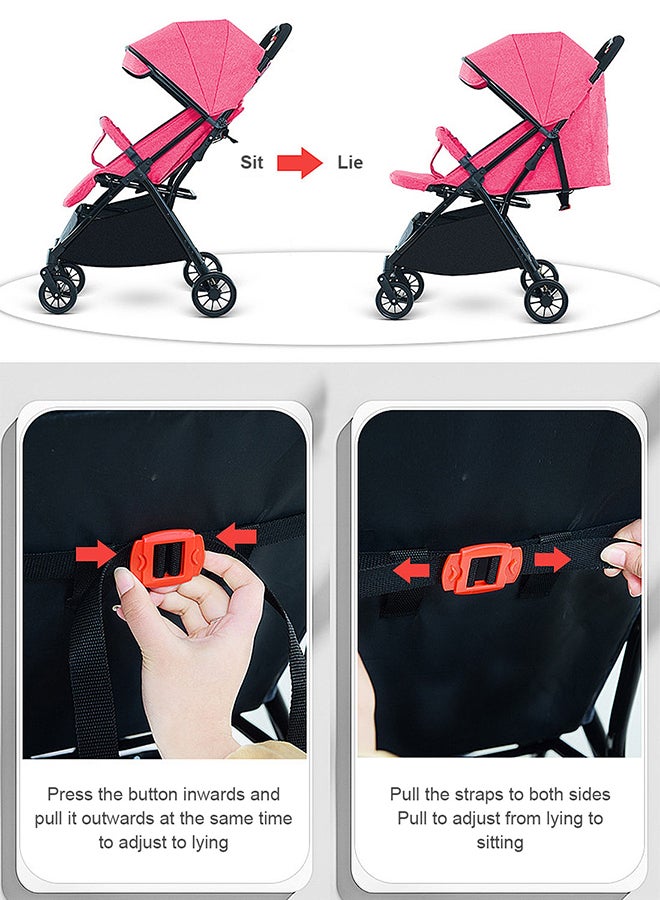 GOOTOY Auto Baby Stroller, Can Sit And Lie, Lightweight Single Stroller, Foldable And Portable Pram WIth Big Storage Basket, Travel Stroller For Newborn - Image 3