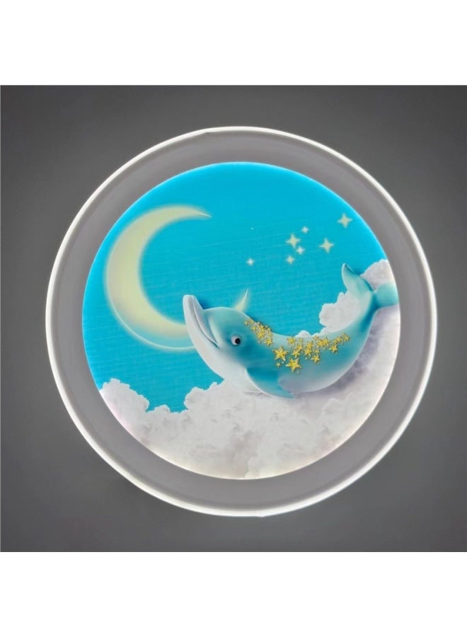 Chinese Style Entrance Entrance Decorative Painting Mural Modern Bedroom Simple Bedside Light Luxury Round Hanging Painting Restaurant LED Light