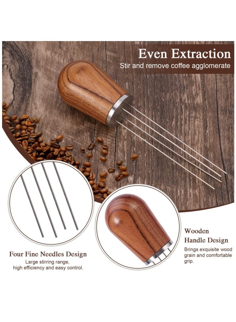 KASTWAVE Espresso Coffee Stirrer, Professional Coffee Stirring Tool for Espresso Distribution, Espresso Hand Tampers with Natural Wood Handle and Stand, and Cleaning Brush(Red Rosewood) - Image 4
