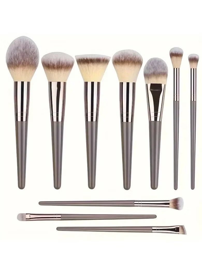 10 قطع من فرش المكياج الفاخرة باللون الذهبي الشمبانيا - Image 1