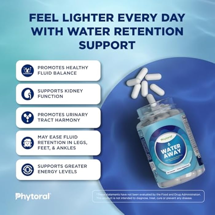 Phytoral Water Retention Pills for Women & Men - Herbal Diuretic Supplements - Fluid Retention Supplement with Dandelion Leaf Extract & Green Tea for Bloating Relief - Pills for Leg & Feet Swelling - 60 Count - Image 2