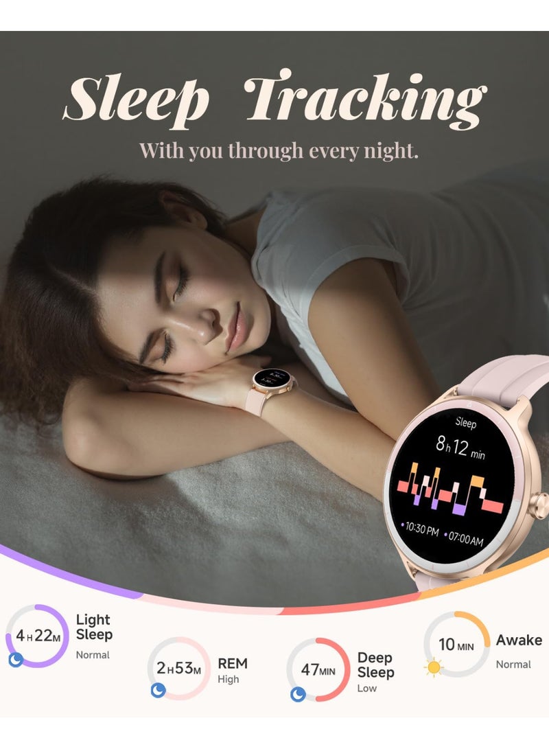 ibsun Smart Watch for Women, Smartwatch Compatible Android and iOS Phone, Answer/Make Calls, Fitness Tracker/Step Counter/Running Watch, Sleep/Heart Rate Monitor, 100 Sports, IP68 Waterproof - Image 3