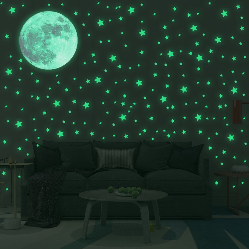 333 Green Luminous Star Wall Sticker Moon And Moon Sticker Combination Bedroom Children'S Room Self-Adhesive Decoration - Image 4