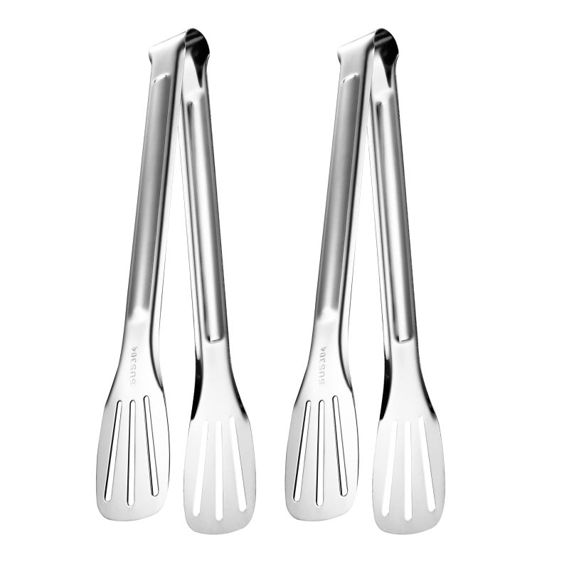 Kitchen Tongs2 Pcs Stainless Steel Cooking Tongs 304 Sturdy Resistant BarbecueTongs Buffet Tongs for KitchenAir FryerToasterBBQ Silver