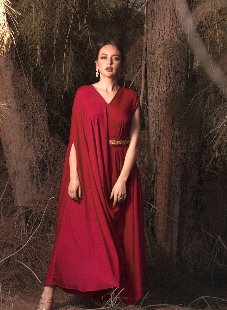 ECSTACY RED Drape dress