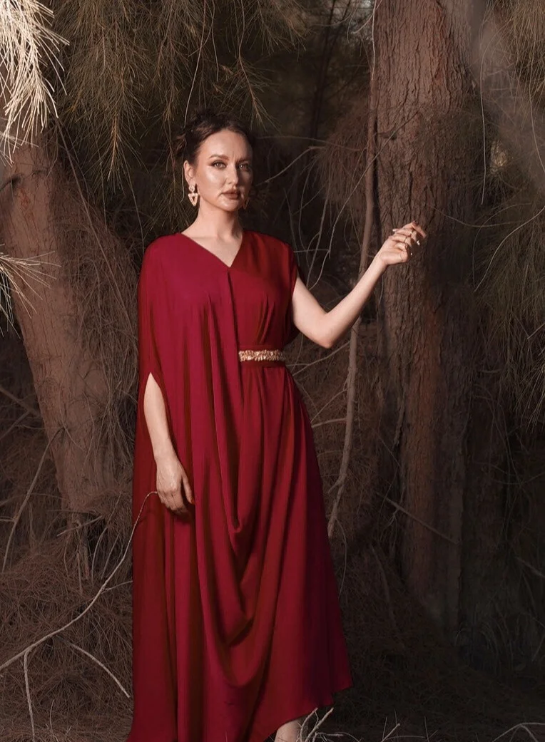 ECSTACY RED Drape dress
