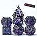 UDIXI Metal DND Dice Set 7PCS Polyhedral Metal Dice Set DD Dragon with Gift Box for Role Playing Games and Other Tabletop Game Purple Sequins - Image 2