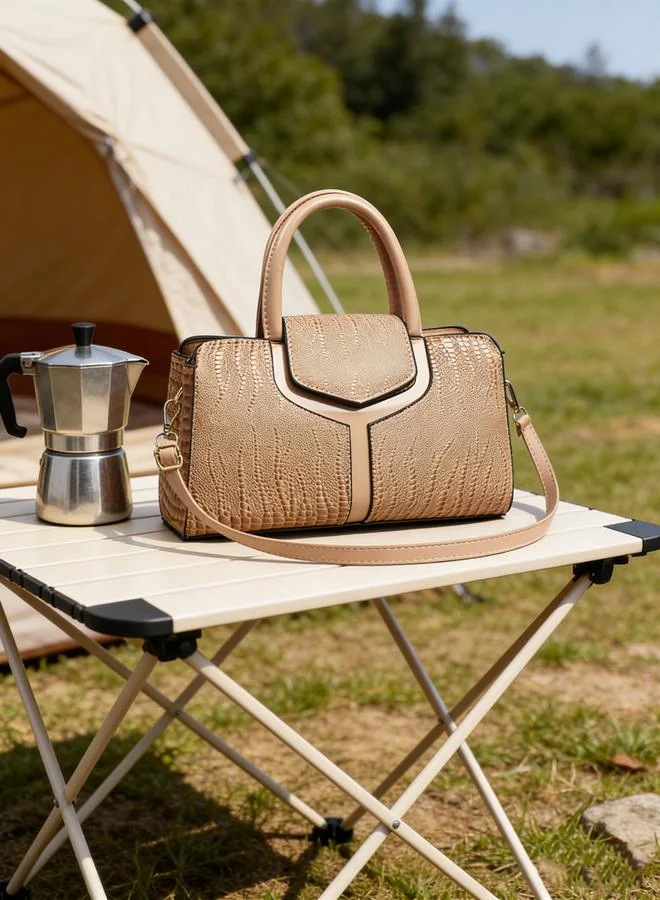 Take Two  Beige Croc-Embossed Handbag for Women | Best Price UAE