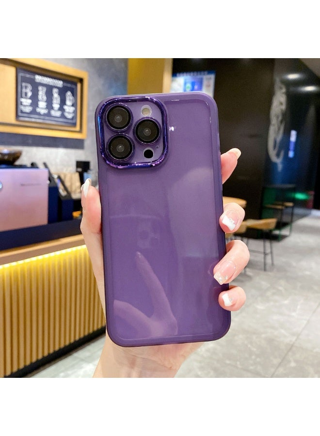 NIBEMINENT Lens Plating Protective TPU Case Cover For iPhone 15, Purple - Image 1