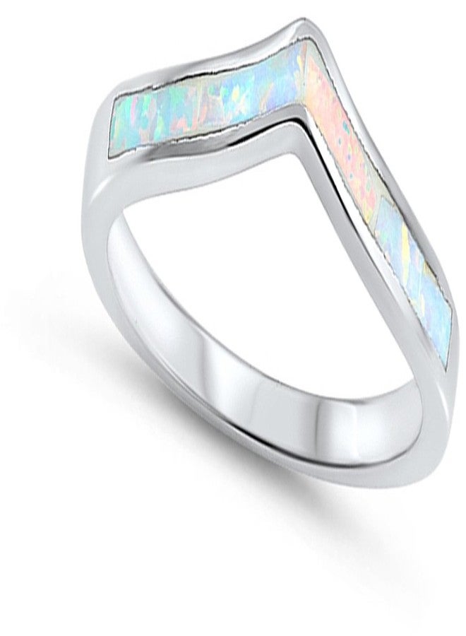 ساك سلفر خاتم إبهام مدبب مرصع بحجر أوبال صناعي أبيض، مصنوع من الفضة الإسترليني عيار 925، مقاس 7 - Image 2
