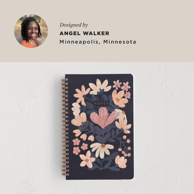 Minted Nostalgic Notebook, Writing Journal for Notes, Journaling & Planning, Durable Acrylic Free Cover, Vintage Floral Unique Design, Spiral Bound Journal Notebook with 80 Lined Pages, 5.5" x 8.5" - Image 5