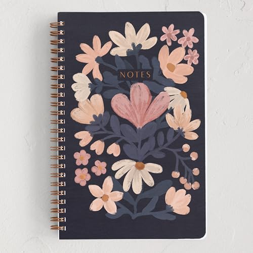 Minted Nostalgic Notebook, Writing Journal for Notes, Journaling & Planning, Durable Acrylic Free Cover, Vintage Floral Unique Design, Spiral Bound Journal Notebook with 80 Lined Pages, 5.5" x 8.5" - Image 1