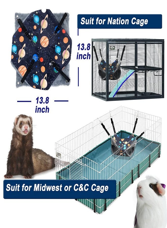 FULUE Ferret Rat Hammock Bed, Ferret Guinea Pig Nation Cage Accessories Kit Set Staff House and Hideouts Cave for Guinea Pig (Black Galaxy) - Image 2