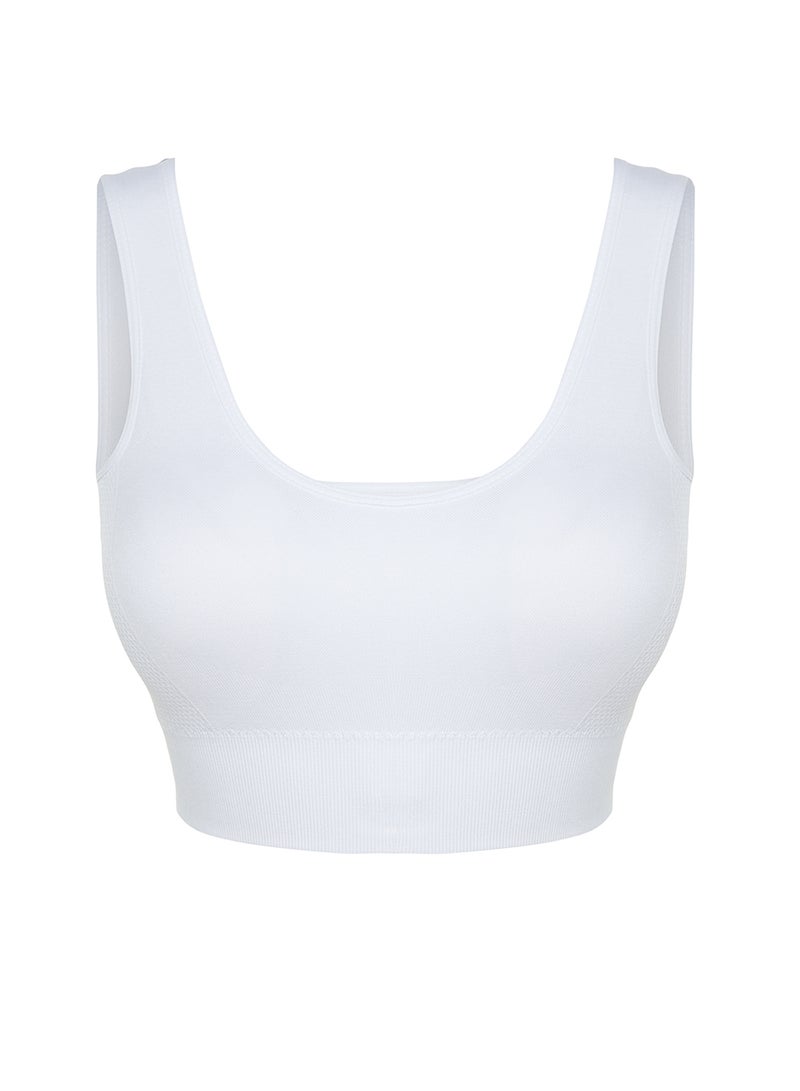 trendyol White Seamless/Seamless Support/Shape Thick Strap Knitted Sports Bra Twoaw23Ss00019 - Image 4
