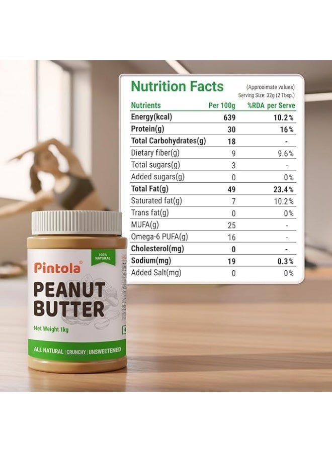 Pintola All Natural Unsweetened Crunchy 340g + Dark Chocolate Creamy 340g Peanut Butter, High in Protein, Gluten Free, Vegan, Cholesterol Free, natural oil on top, mix well, achieve the creaminess. - Image 2