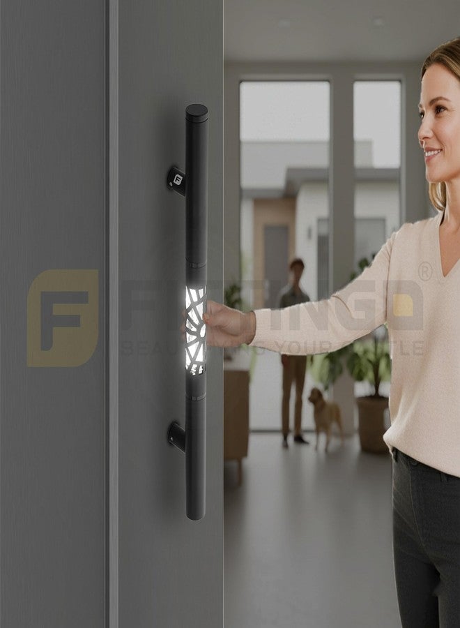 FITTINGO Luxury LED Main Door Handle with Sensor Touch | 24 Inch Pull Push Handle for Home, Office, Hotel & Villa | Black Finish Stainless Steel Door Handle | 450mm Hole to Hole - Pack of 1 - Image 2