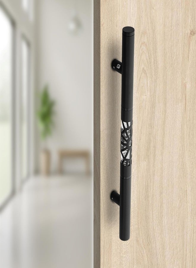 FITTINGO Luxury LED Main Door Handle with Sensor Touch | 24 Inch Pull Push Handle for Home, Office, Hotel & Villa | Black Finish Stainless Steel Door Handle | 450mm Hole to Hole - Pack of 1 - Image 1