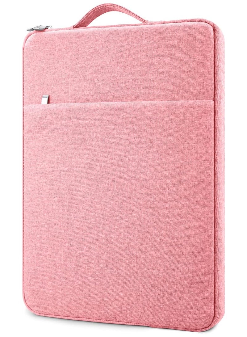 15.6 Inch Laptop Sleeve Case Water-Resistant Protection Cover with Front Pocket Retractable Handle Computer Bag for 15.6 Inch Notebook Chromebook,Pink  - Image 1