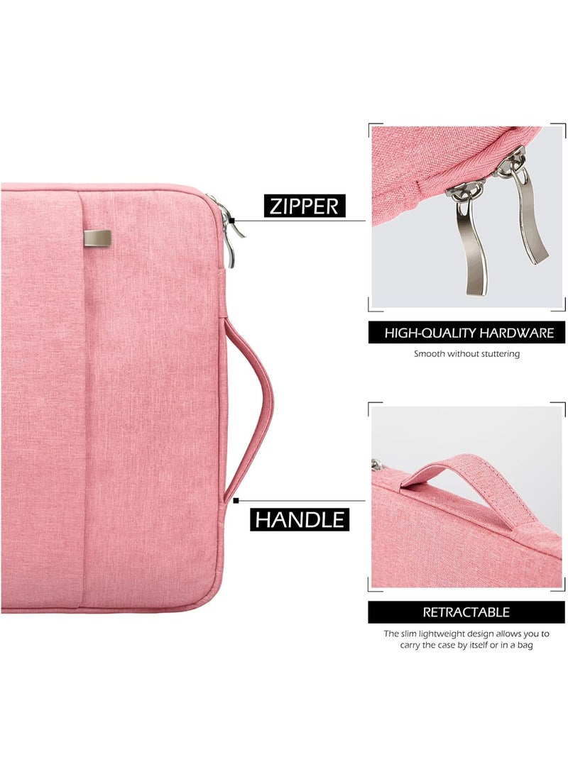15.6 Inch Laptop Sleeve Case Water-Resistant Protection Cover with Front Pocket Retractable Handle Computer Bag for 15.6 Inch Notebook Chromebook,Pink  - Image 4