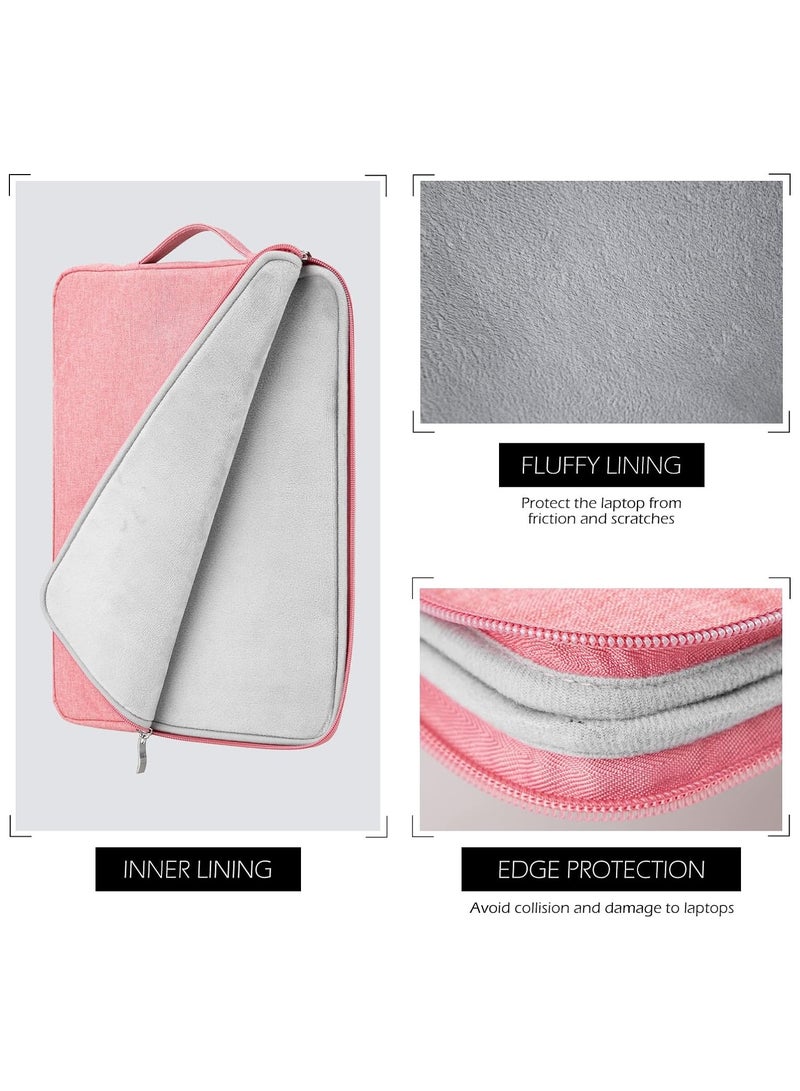 15.6 Inch Laptop Sleeve Case Water-Resistant Protection Cover with Front Pocket Retractable Handle Computer Bag for 15.6 Inch Notebook Chromebook,Pink  - Image 5