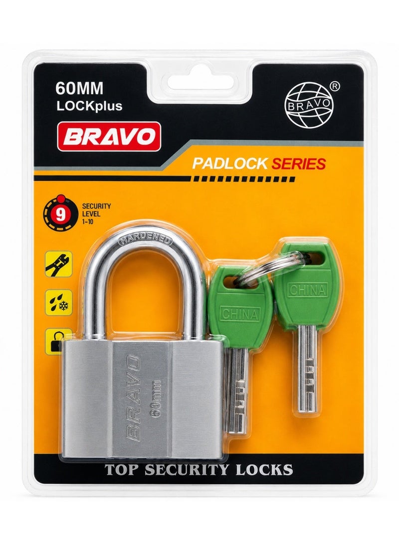 Bravo High Quality Waterproof Metal Lock 60mm, Durable Anti Rust Body with Secure 4 Key System, Multiple Size Options Including High Security Model, Ideal for Home, Office, Gates & Outdoor Use - Image 1