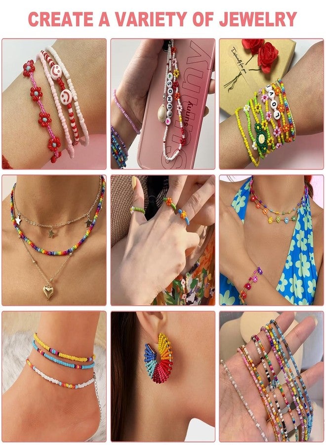 VIRADHAM Glass Seed Beads for Jewelry Making Kit - Multicolor Bracelet Making Set with Letter Charms | DIY Friendship Jewelry, Art | Craft Beads for Girls Unicorn Gift Box (Evel Eye) - Image 2