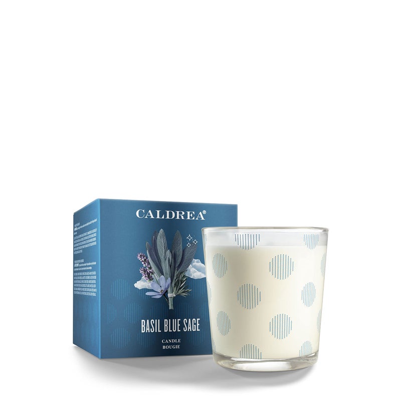 Caldrea Scented Candle, Made with Essential Oils and Other Thoughtfully Chosen Ingredients, 45 Hour Burn Time, Basil Blue Sage Scent, 8.1 oz - Image 2