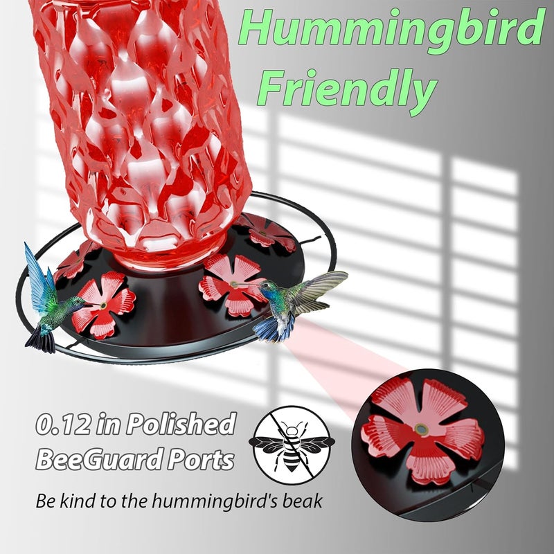 Bublador 24OZ Glass Hummingbird Feeders for Outdoors Hanging,Five Feeding Ports with Perch, Leak Proof for Gardens Decor Backyard, Bird Feeder for Outside, Birthday Gifts for Women Men, Gifts for Mom Dad - Image 4