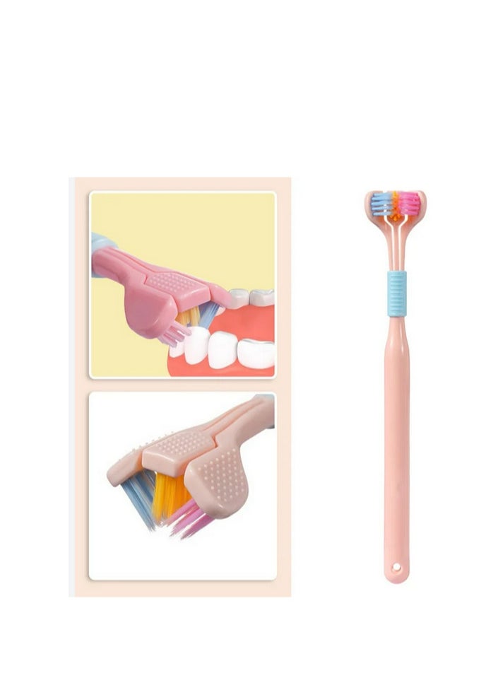 Generic Triple Toothbrush with Soft Bristles - Covers All Sides of Teeth Plus Tongue Scraper on Back to Keep Tongue Clean  - Image 1