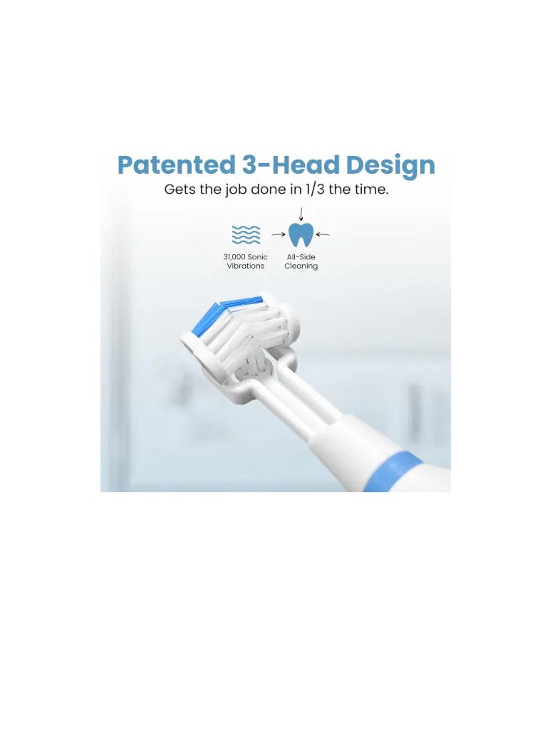 Generic Triple Toothbrush with Soft Bristles - Covers All Sides of Teeth Plus Tongue Scraper on Back to Keep Tongue Clean  - Image 3